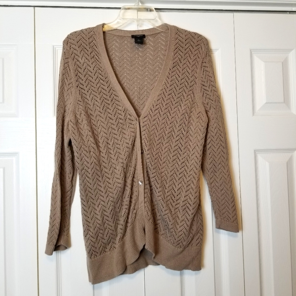 Ann Taylor V-neck Eyelet Knit Cardigan Button up Sweater